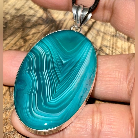 Translucent Banded Botswana Agate Pendant 2 1/2” - Picture 5 of 11